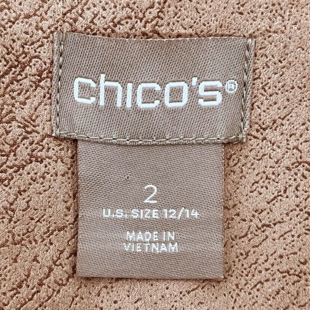 Chico's | Tan Scuba Suede Button Up Jacket - Picture 5 of 5